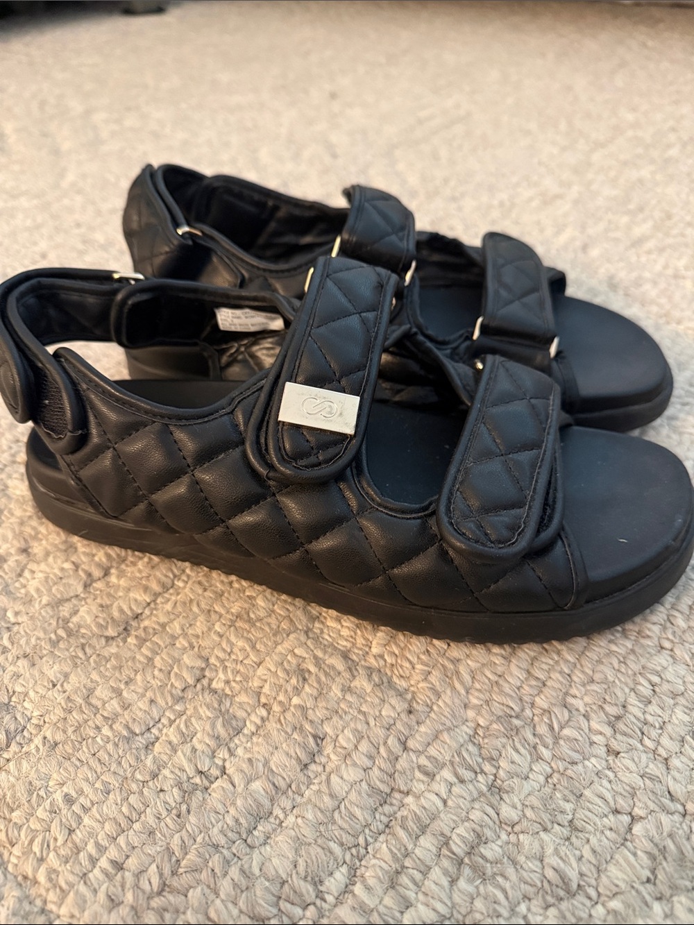 Woman’s Calia Quilted Black Velcro Sandals